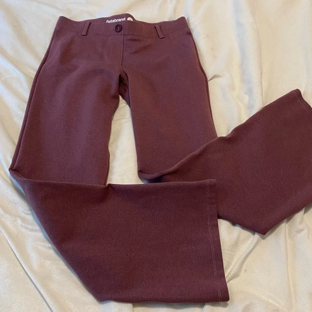 BetaBrand Mauve Yoga like Dress Pants Straight Leg Mid Rise Sz Small Career Wear